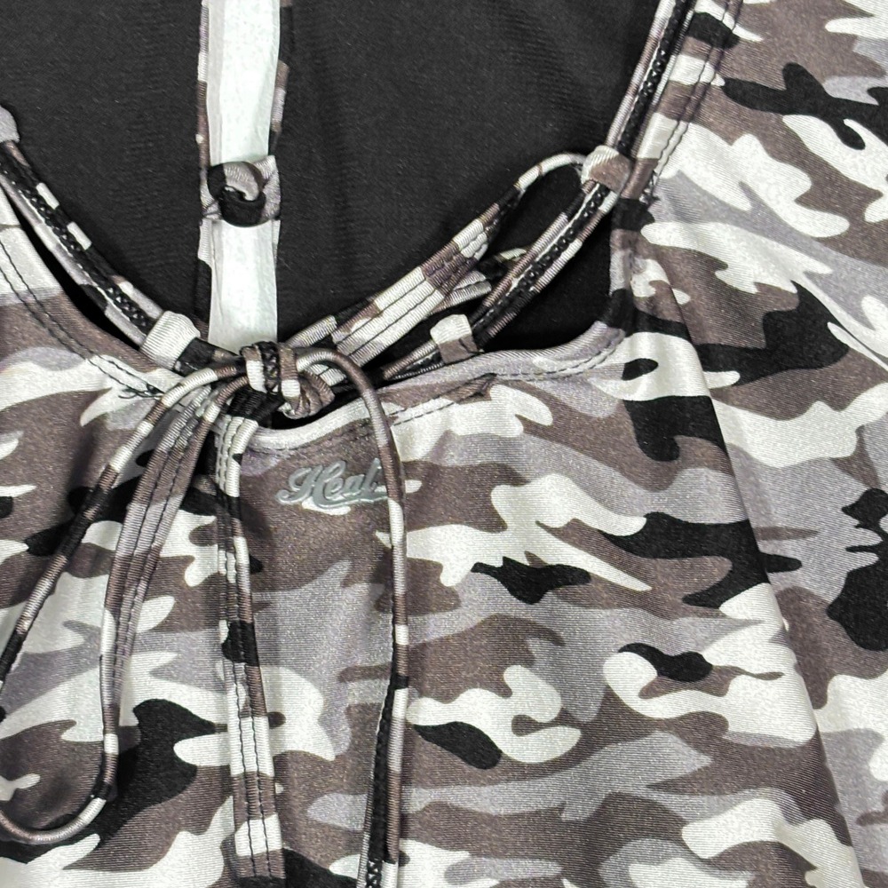 Heat Camo One Piece Swimsuit Womens XL Cutout V-Neck Low Back - Picture 4 of 9